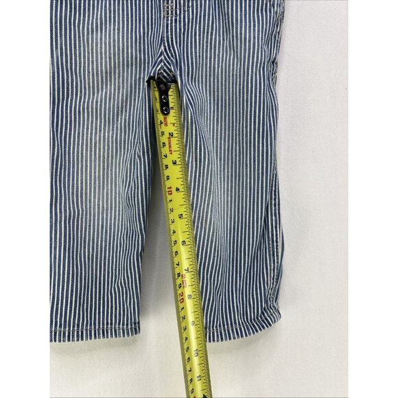 OshKosh B'Gosh Railroad Striped Vestback Overalls Toddler Baby Snaps Sz 12 Month - Picture 3 of 8